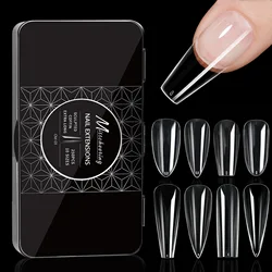 Box Packed Transparent Fake Nails Mulit-Size Almond Coffin Press On Acrylic Nails Full For Manicure Art Extension Decoration