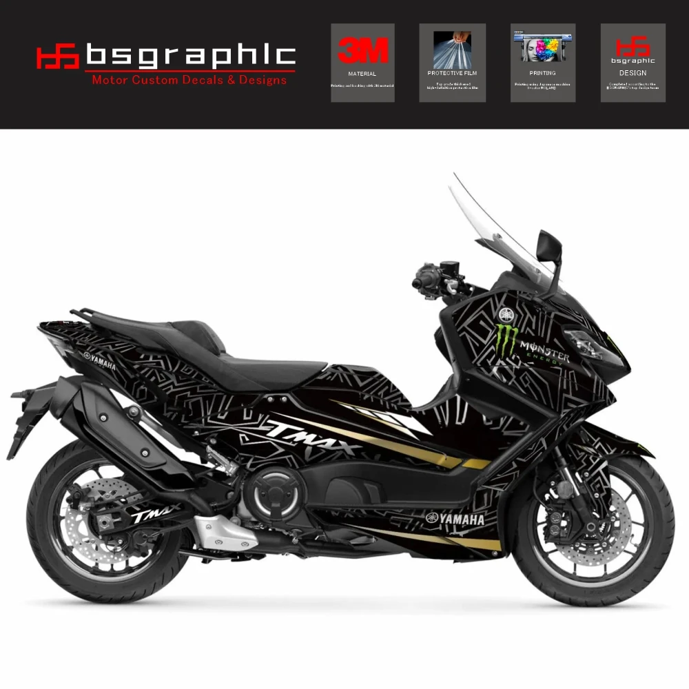 

Motorcycle Body Fairing Protective Sticker Decal Maxiscooter ZIKZAK Graphic Kit White for Yamaha Tmax T-max 560 2022-2024 2023