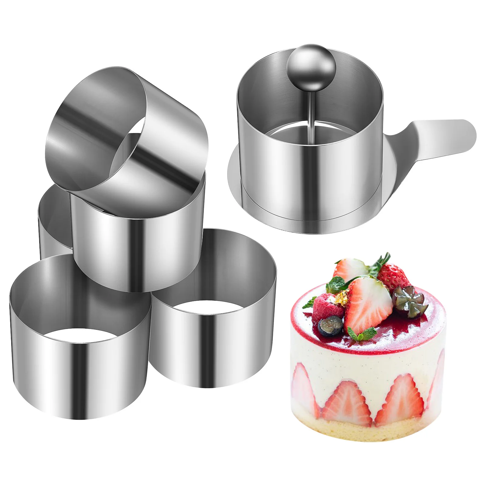 

1Set Stainless Steel Round Kitchen Mold Mousse Cake Ring Mold for Baking Desserts Small Cakes Parties Baking Accessories