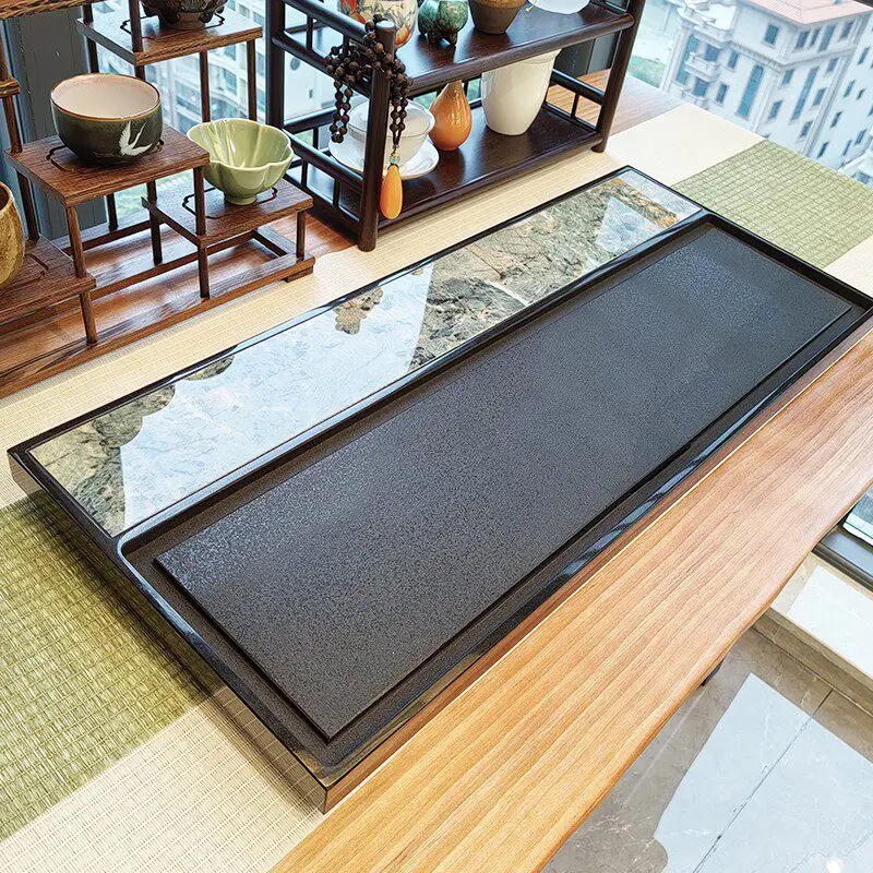 Natural Stone Tea Tray On Table Modern Original Antique Indoor Tea Tray Designer office Marble bandejas de madera Tea Supplies