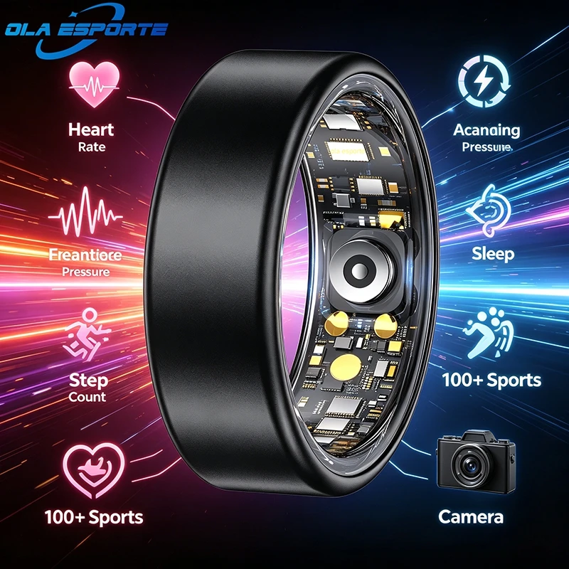 New Smart Ring QINO Esporte Colorful Full Size 6-14 Heart Rate BloodPresure Health Smartring Take Photo Waterproof RingWith Case