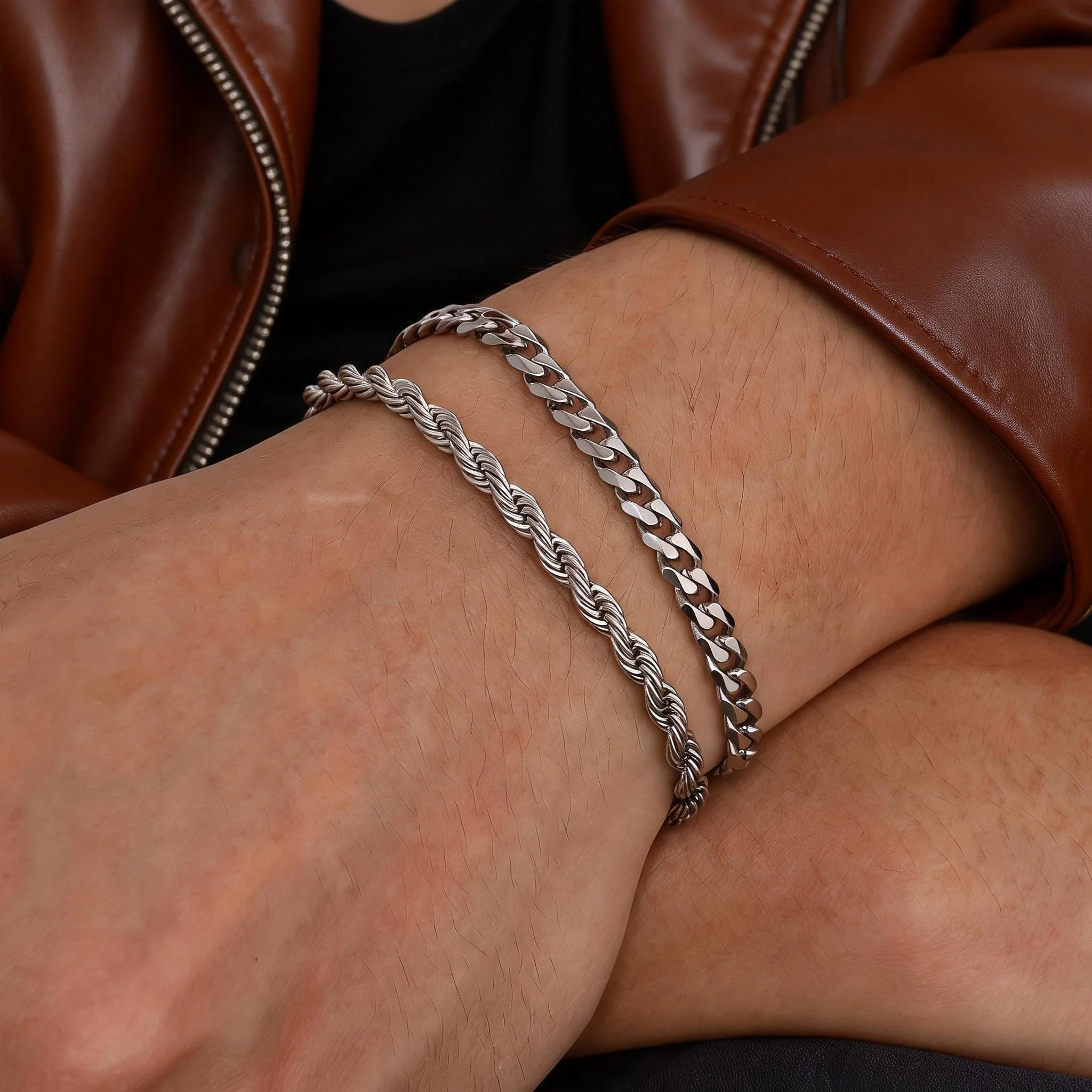 2Pcs Men's Chain Br…