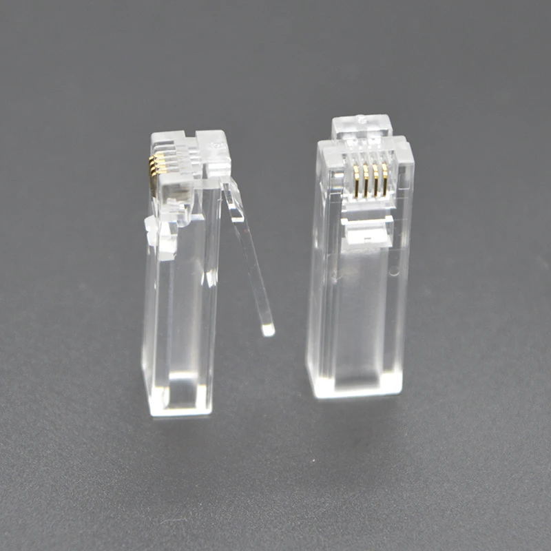 GONGFENG-telefone cristal cabeça conector, extensão especial tipo 6P4C, estendido RJ11, venda quente, atacado para a Rússia, novo, 100pcs