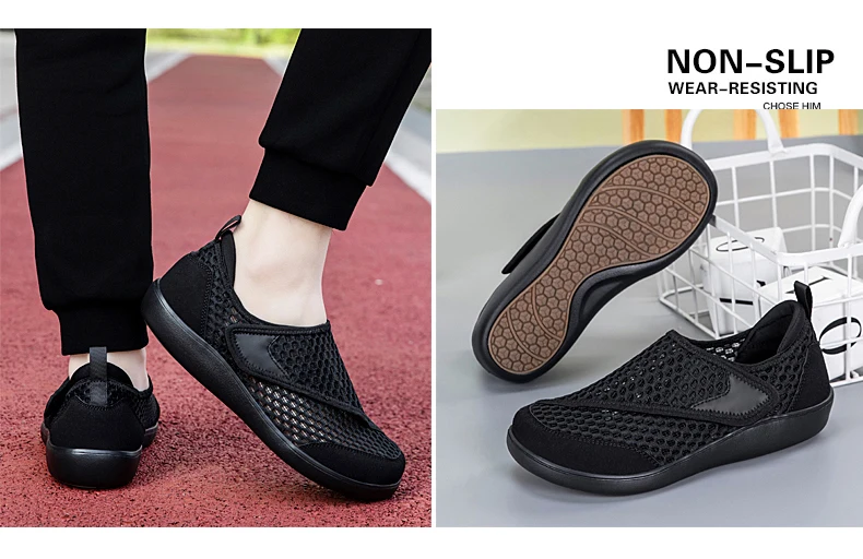 Neue Modische Herren-Sneaker Atmungsaktive Paar-Schuhe mit Breiter Zehenbox Barfußschuhe Bequeme Diabetiker-Schuhe Mesh Herren Freizeitschuhe zum Gehen – Detail 25