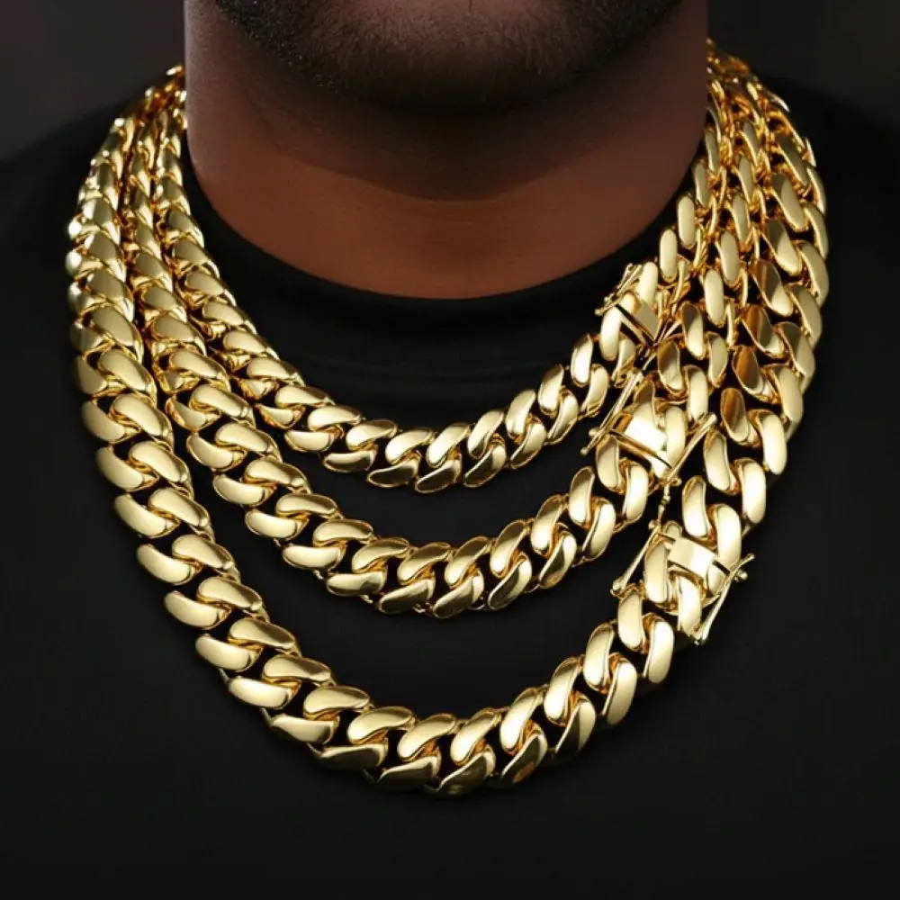 

10mm Stainless Steel 18k Gold Plated Miami Cuban Chain