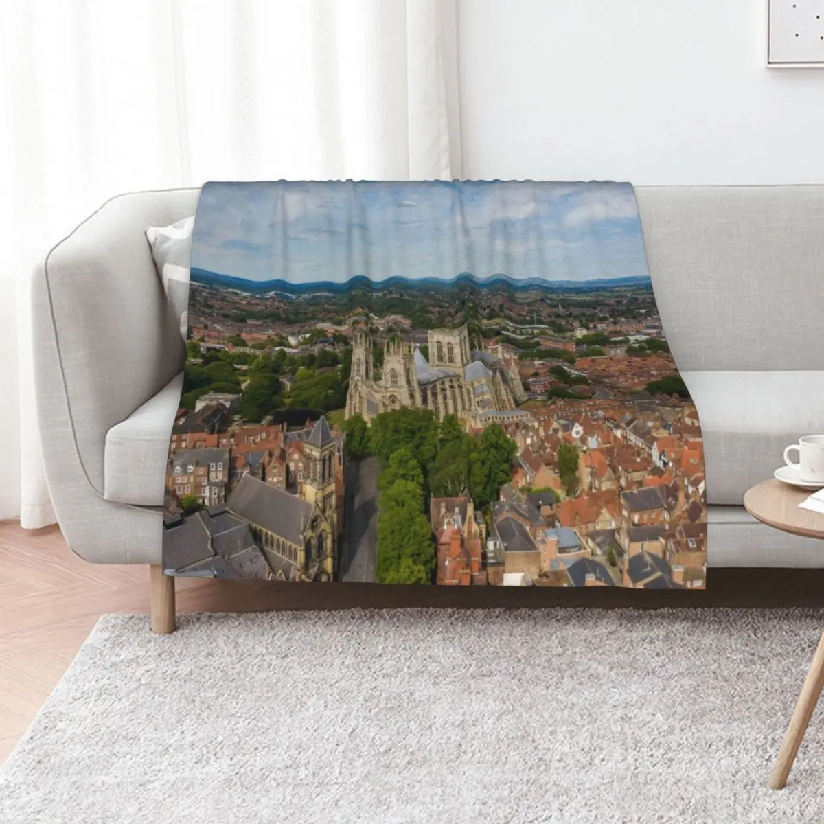 York Minster Cathedral England North Yorkshire in Summer Throw Blanket Flannel Fabric Plaid Stuffeds bed plaid Blankets