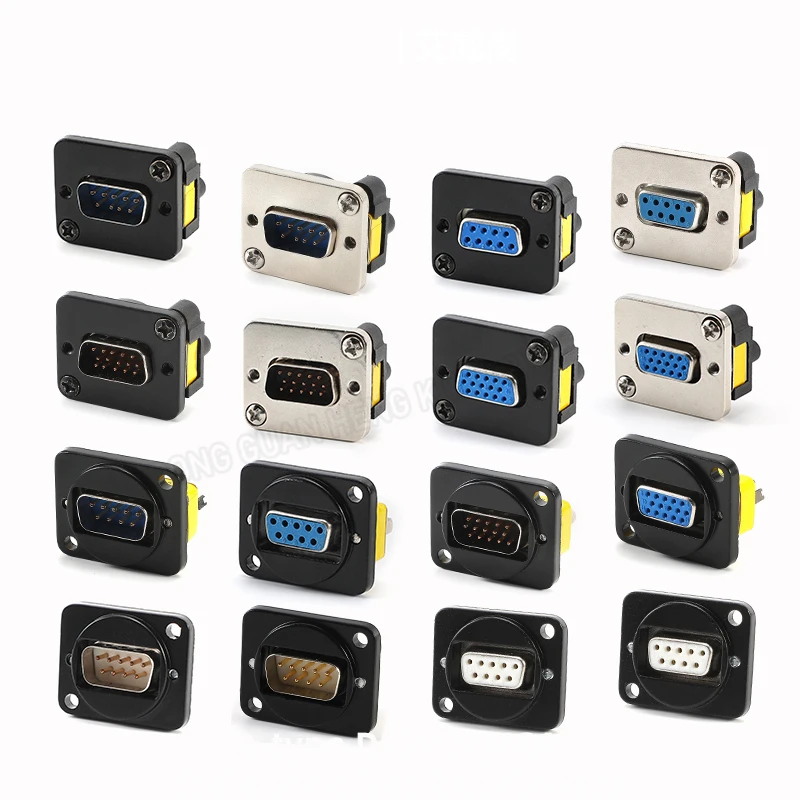 D Type DB9/15 RS232 Serial Port Male Female Modular Socket Connector Audio/Video 86 Panel Mount 9/15 Pin VGA Data Socket