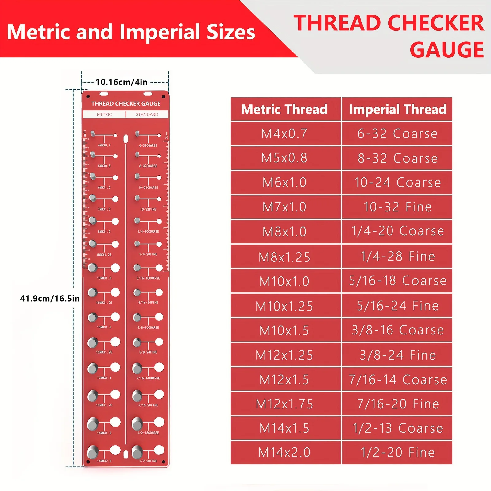 Screw Nut and Bolt Thread Checker, Screw Measurement Gauge