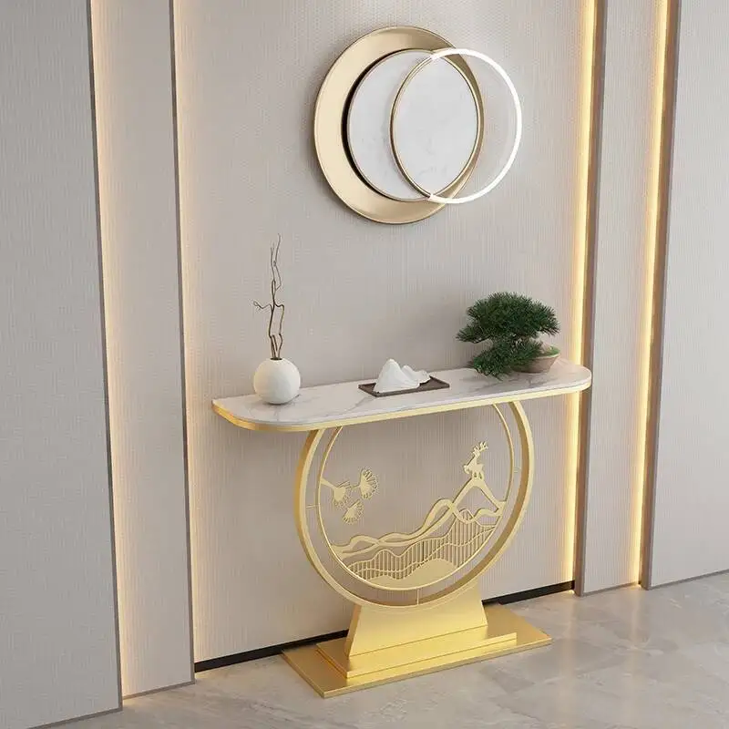 المدخل خمر طاولة معدنية الزاوية فريدة من نوعها بريق مدخل قاعة وحدة التحكم الجدول الحديثة الفاخرة Konsolentisch أثاث غرفة المعيشة