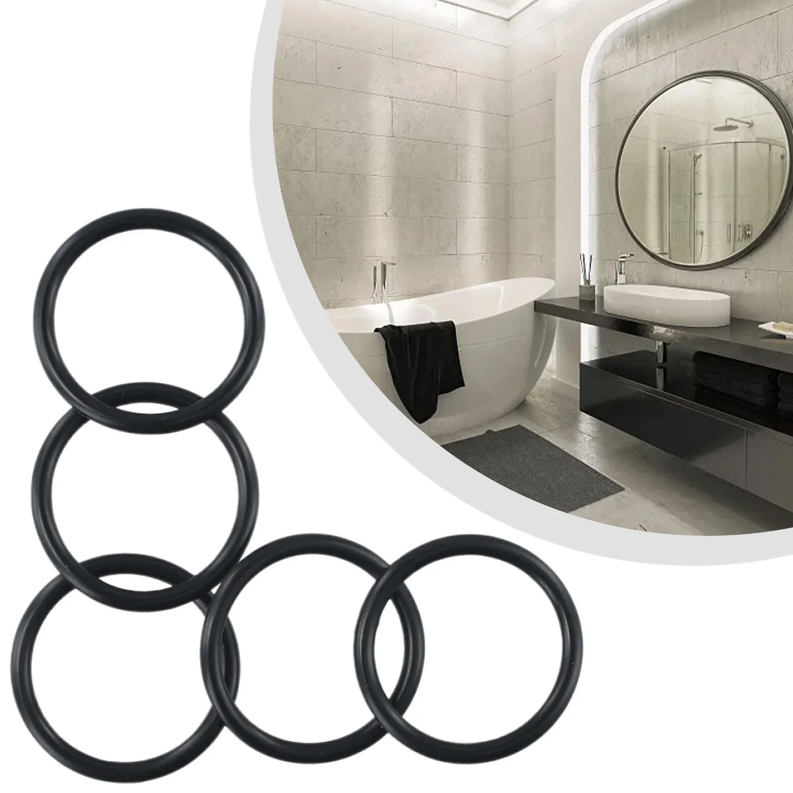 High Quality O Ring Seal Seal 5 Pack Basin Drain Black For 38mm Inner Diameter: 28mm O Ring Outer Diameter: 34mm