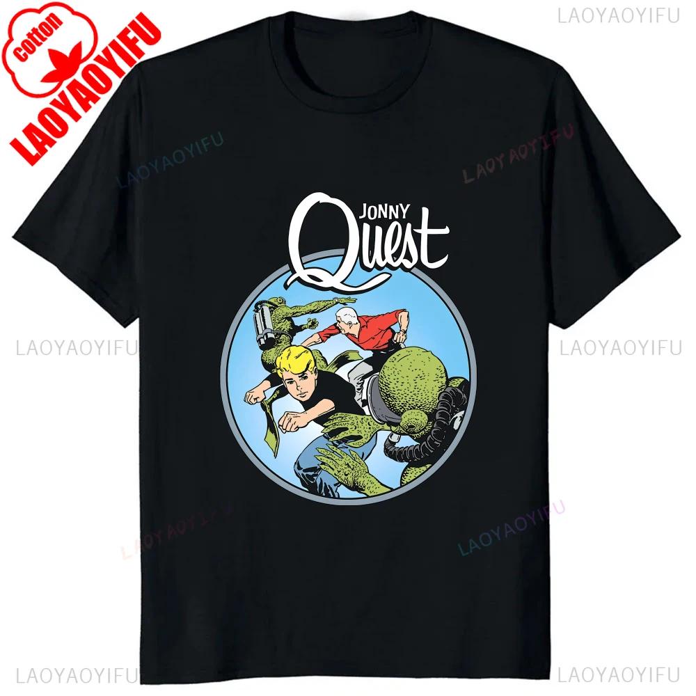 Jonny quest comic anime gráfico impresso camiseta engraçado dos desenhos animados moda casual manga curta hip hop homem tshirt 90s vintage t