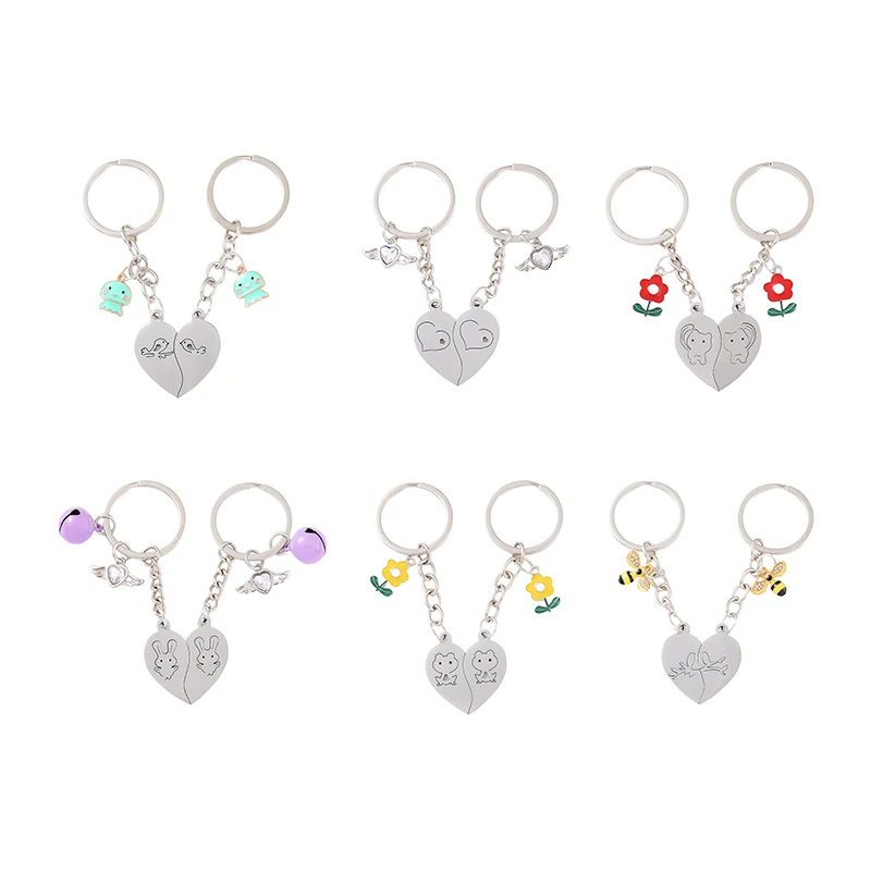 2 шт./компл. брелок для пары, милый кулон с сердечком, брелок для ключей дружбы, сумка для ключей от машины, ювелирные аксессуары