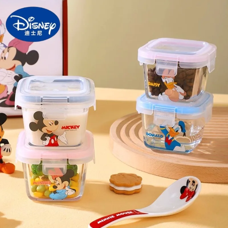

Disney Lunch Box Mickey Mouse Anime Cartoon Printing Accessories Kawaii Baby Food Bowl Portable Lunch Box Set Holiday Gift