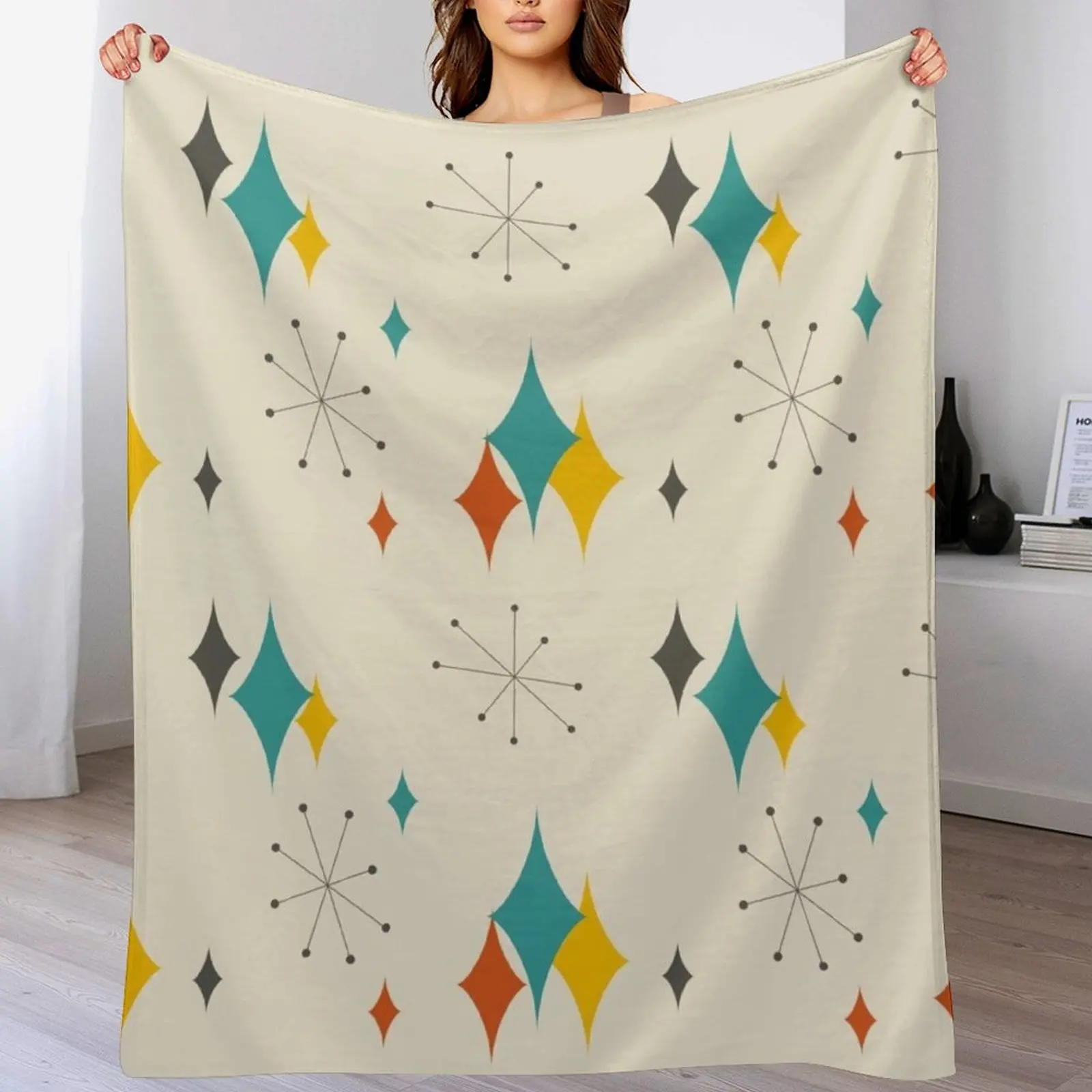 Mid Century Modern Stardust Pattern Throw Blanket warm for winter sofa bed Cute Blankets