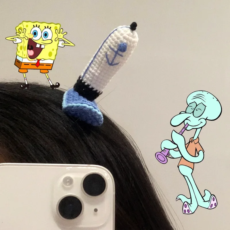 SpongeBob SquarePants Hair Clips Cute Creative Krusty Krab Staff Hat Hair Clips Anime Surrounding Women Bb Clip Hair Accessories