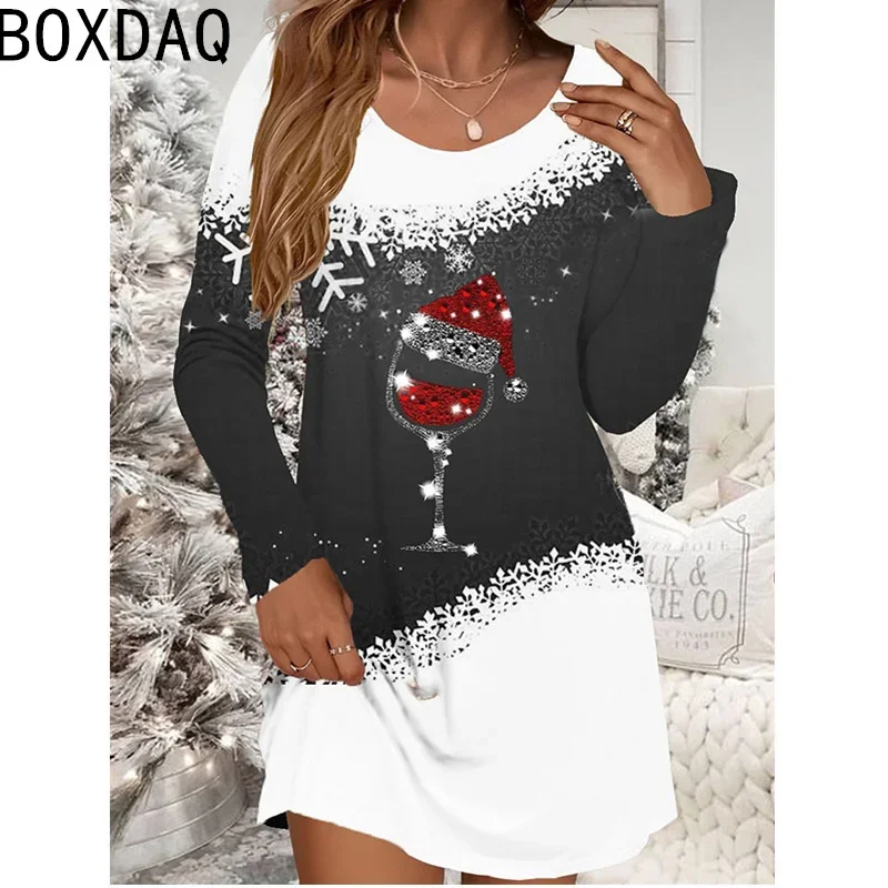 Christmas Dress Autumn Winter New For Femme Long Sleeve Casual A-Line Dress Merry Christmas Party Dress For Women 2024 Vestidos