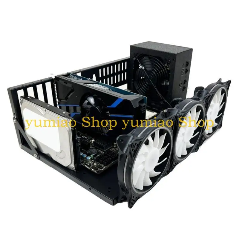 Bingkai rig penambangan 587B untuk GPU Aluminium Open Miner Mining Bingkai Rig Kasus Dukungan Graphicscard Insulasi untuk