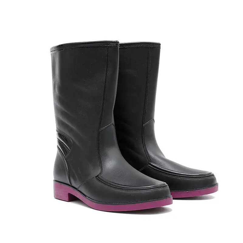 Botas de lluvia largas y cálidas para hombre, zapatos de tacón bajo de alta calidad, calzado de diseño cómodo para pesca al aire libre, color negro, Invierno