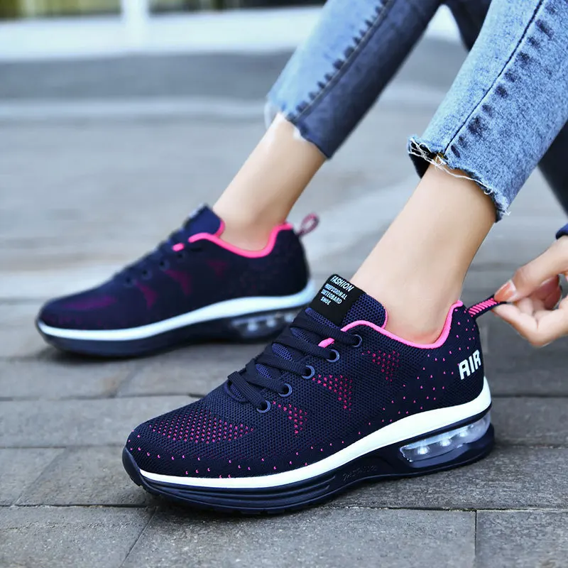 

Women Shoes Fashion Sneakers Stretch Fabric Air Cushion Casual Platform Shoes Ladies Loafers New Student Sports Shoes Very Light