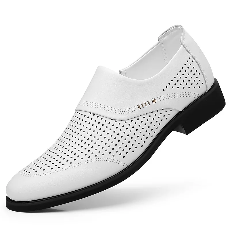 

2025 летне-осенняя новая кожаная обувь для мужчин, однотонная модная повседневная модельная обувь, мужская дышащая дизайнерская обувь Hallow, мужская обувь