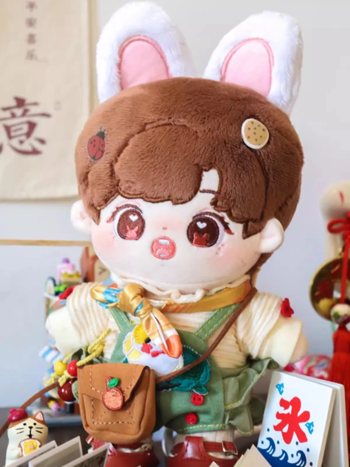 Original Kpop Star JungKook Rabbit Ear 20cm Doll Toy Body Plushie Stuffed Cosplay Kids Gift Cute