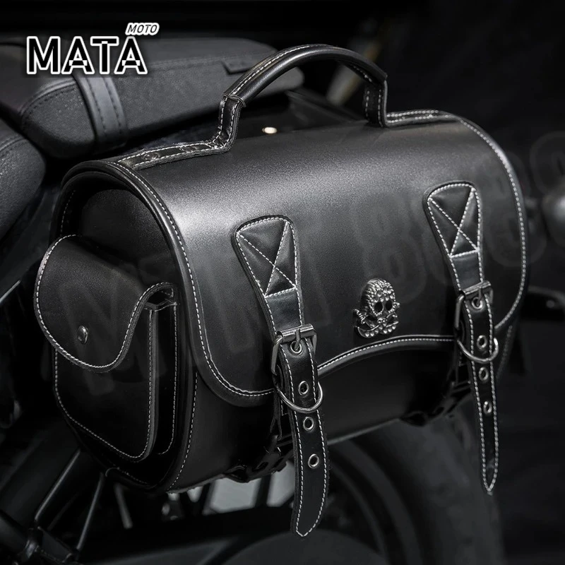 Moto Rear Seat Bag Moto Hanging Bag Retro Universal High-capacity Rear Shelf Saddle Bag Motorcycle with Straps Knight Bags
