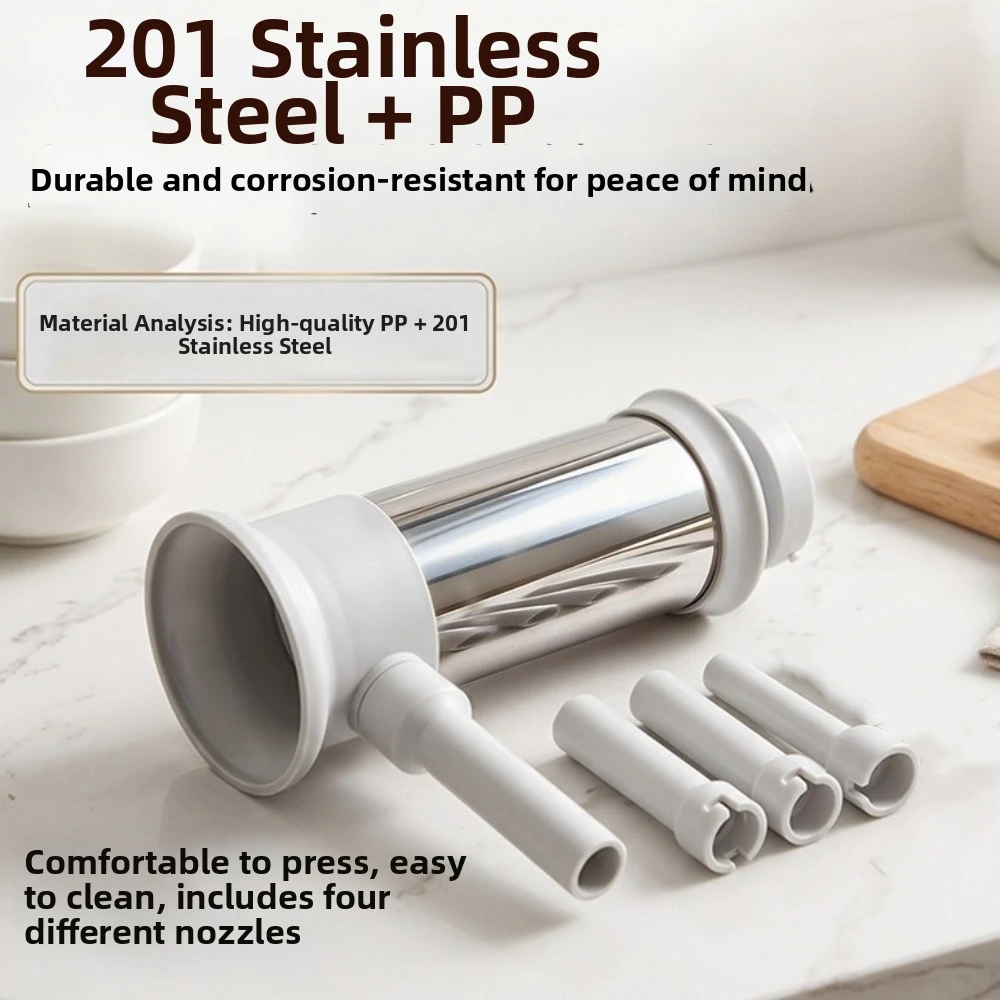 Press-Type Manual Enema Device Stainless Steel Food-Grade Sausage Stuffer Large Capacity Sausage Maker Homemade Use
