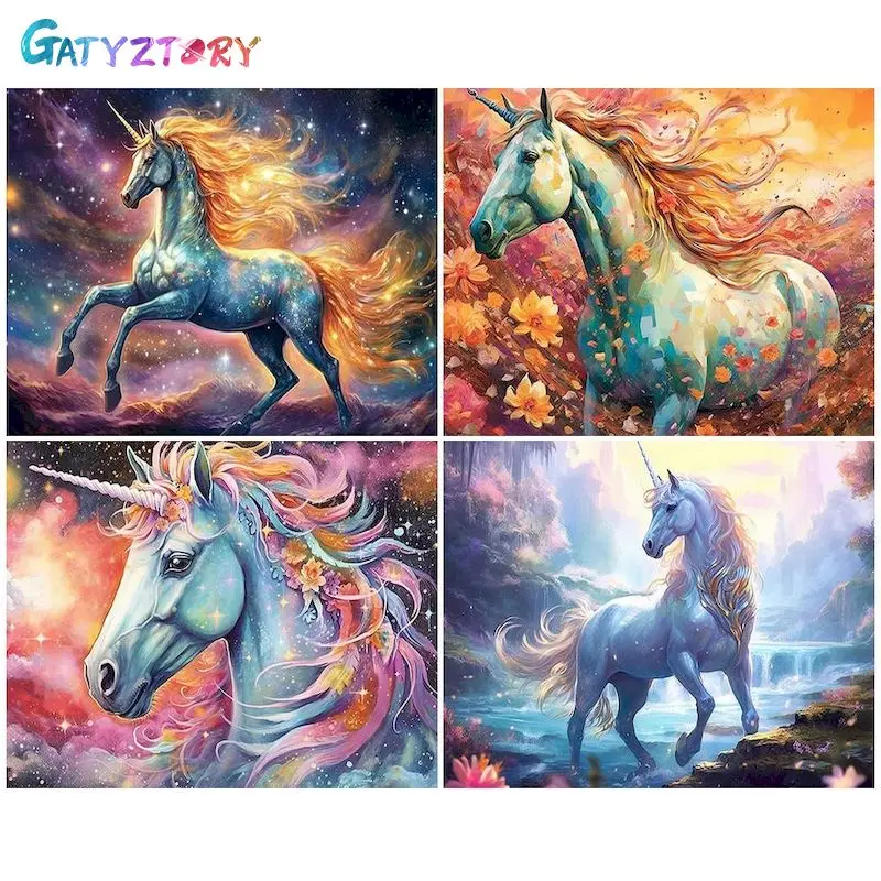 

GATYZTORY 60X75cm Painting By Numbers Colorful Animals Coloring On Numbers For Adults Diy Gift Horse Paint Kit For Handiwork