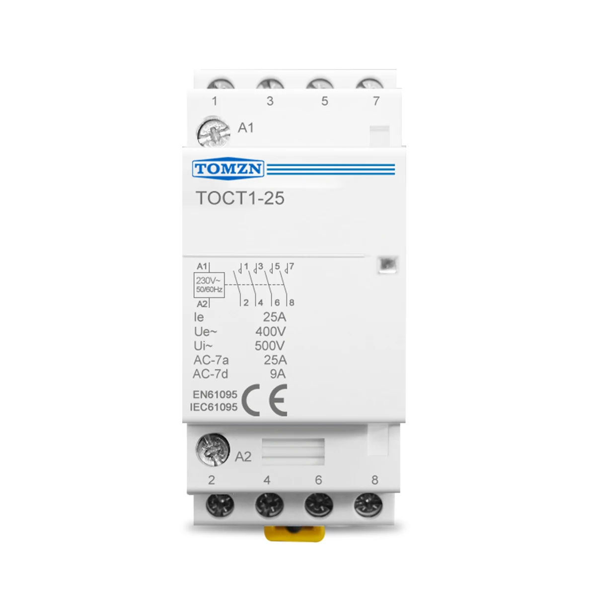 TOCT1 4P 25A 110V COIL 50/60HZ Din rail Household ac Modular contactor  4NO or 2NO 2NC Contactors