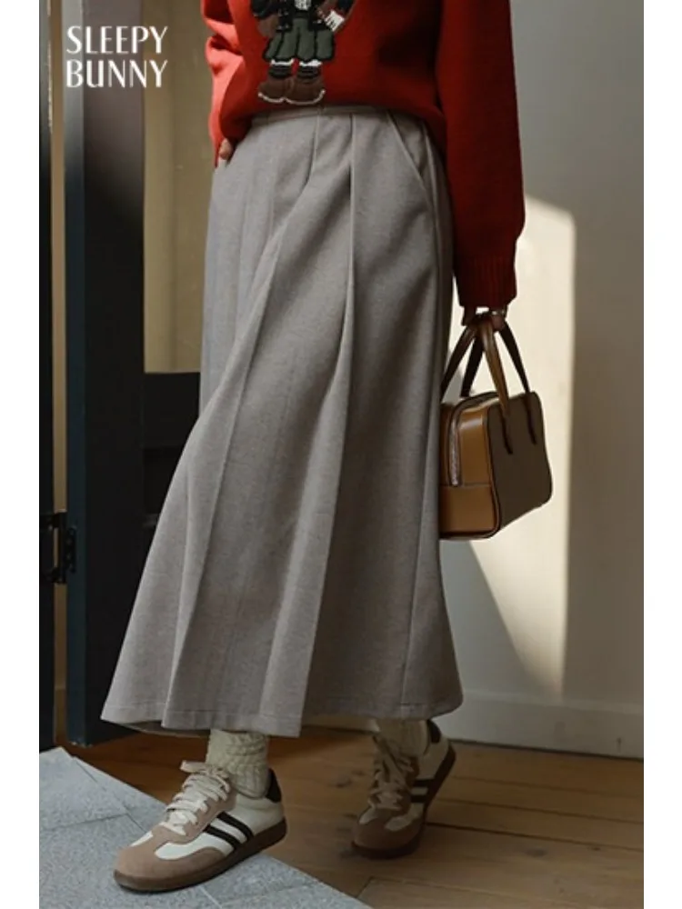 

Women Elegant High Waist Pleated Midi Skirt Vintage A Line Skirt Spring Casual Fashion School Style Commuter Lady Daily Outfit