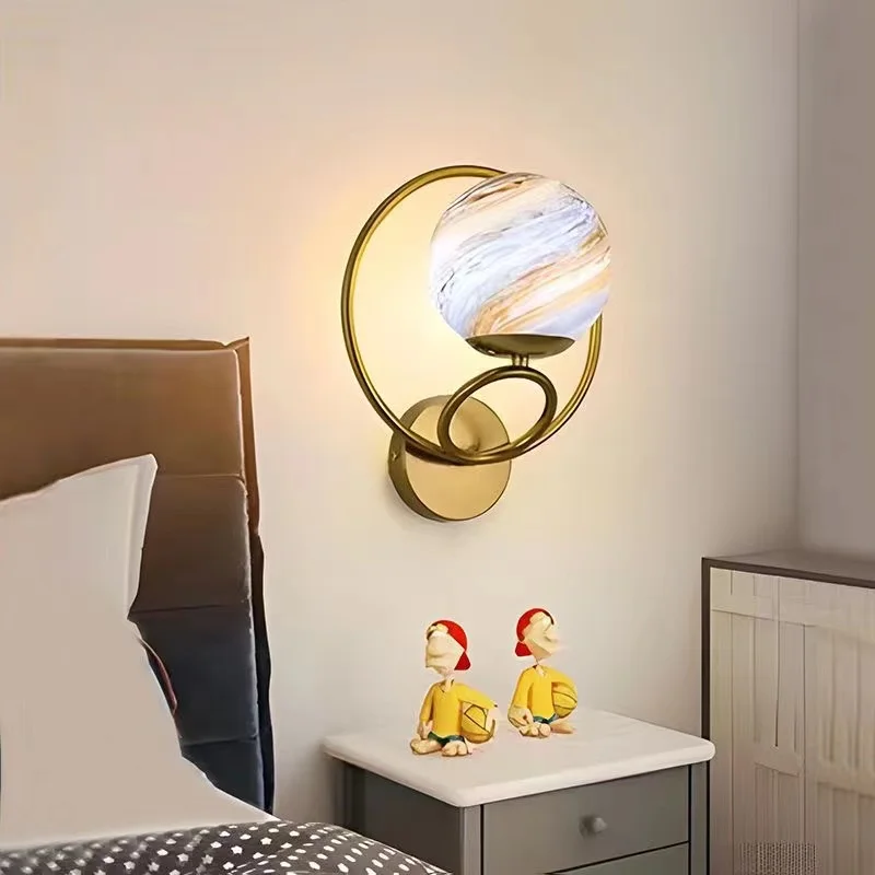 Children room moon wall lamp Kids modern LED wall light planet ball cartoon boy girl bedroom bedside background decor wall lamps