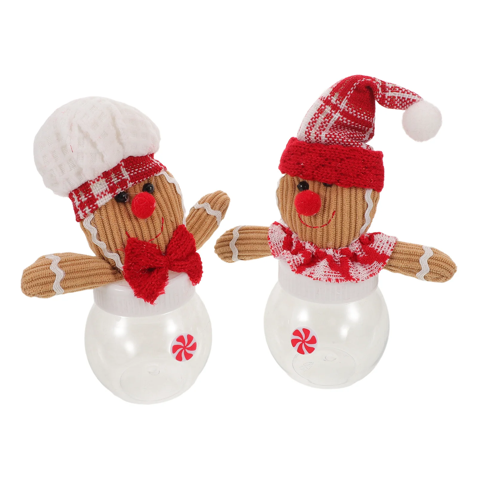 

2Pcs Cartoon Candy Jar Christmas Gingerbread Container with Lid Sweet Snack Holder for Holiday Party Favors and Desktop Display