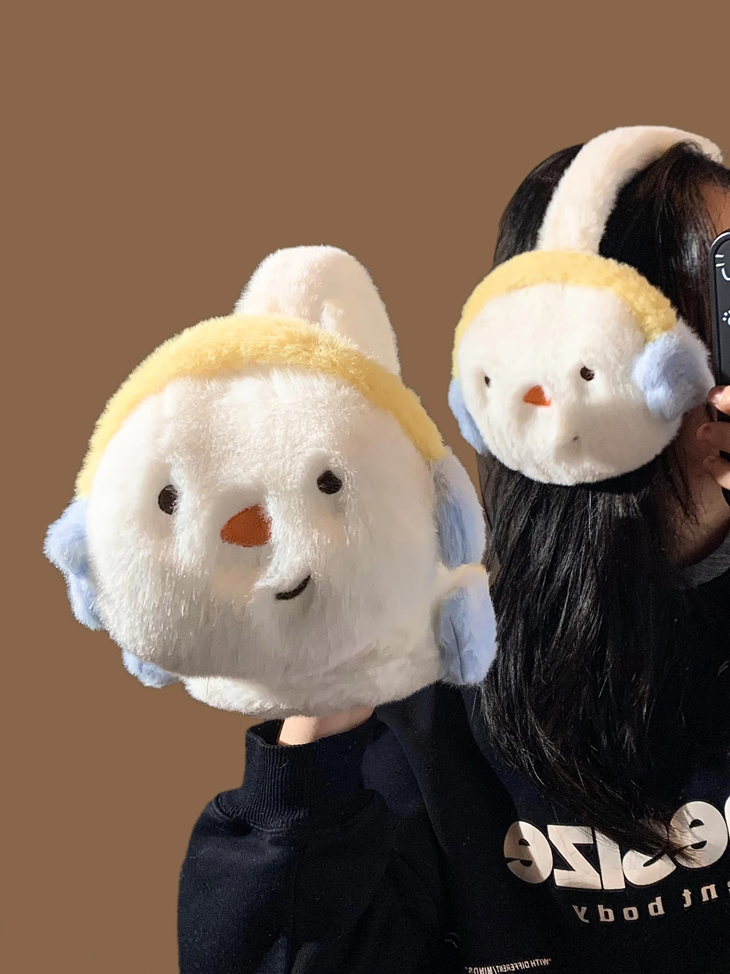 cute-snowman-plush-ear-muffs-women's-winter-warm-ear-protection-cold-resistance-cycling-ear-covers-ear-pads-ear-warmers