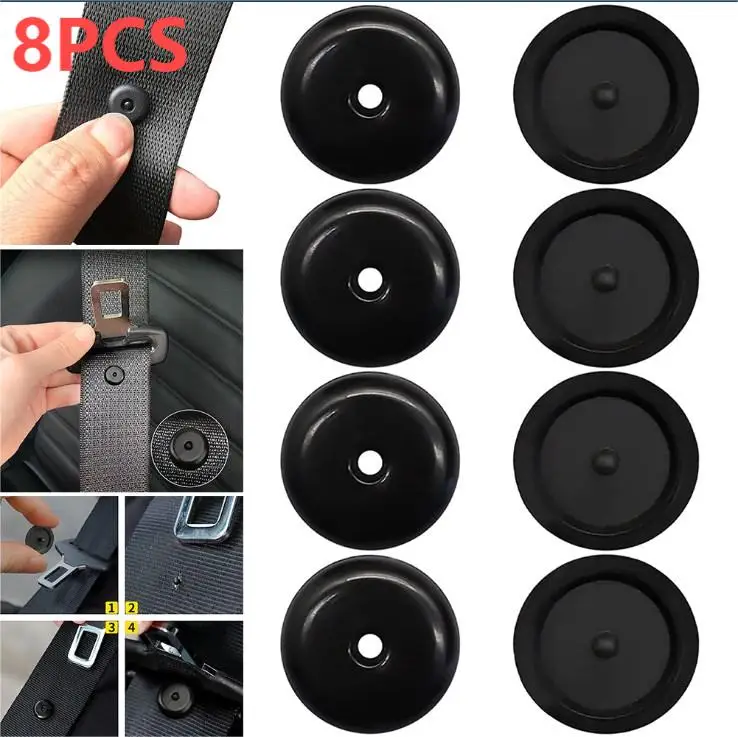 

8Pcs Car Safety Seatbelt Stopper Buckle Auto Seat Belt Spacing Limit Stop Clips Anti-slip Button Retainer Rivet Stud Clamp Set