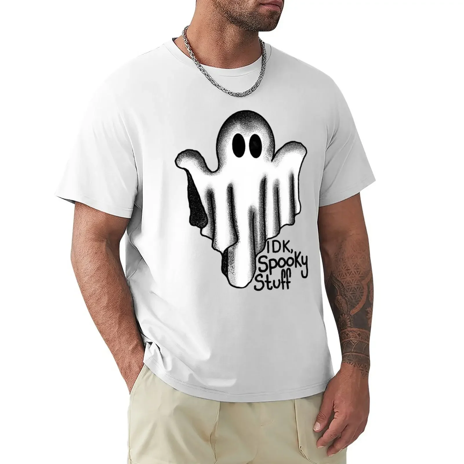 IDK, Spooky Stuff Buzzfeed Unsolved Inspired Print Sticker T-Shirt anime new edition plain t shirt men 100℅ cotton