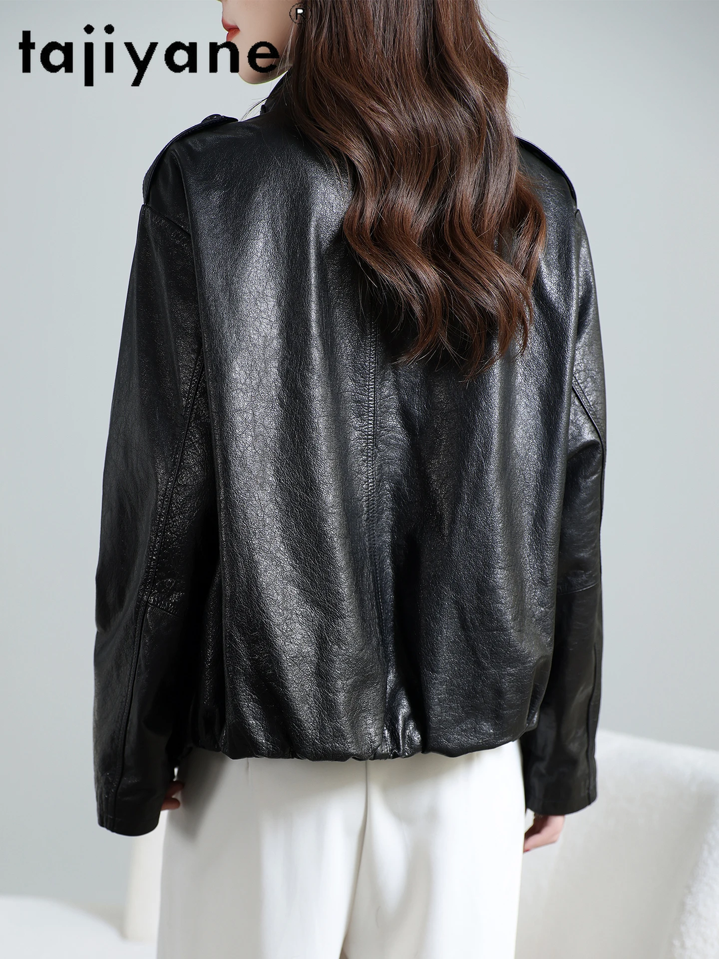TAJIYANE 100 % Oberschicht-Rindsleder-Jacken für Damen, kurze Echtlederjacke, modischer Damenmantel, 2025, Herbst-Frau-Kleidung