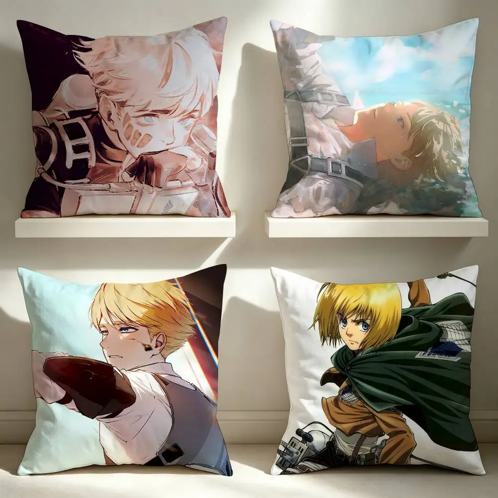 Armin Arlert Attack on Titan  Square Double-Sided Printed Pillow Case Sofa Cushion Cover Bedroom Bedside Decor