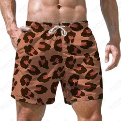 Pantalones cortos de playa con estampado de leopardo para hombre, ropa de fiesta informal, pantalones cortos de tablero, traje de baño transpirable Harajuku, ropa de gran tamaño