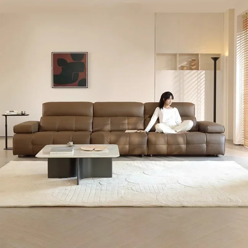 High backrest leather sofa Italian minimalist