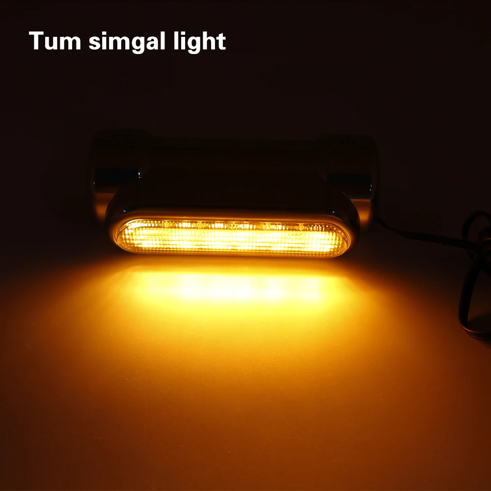 Pop Black/chrome Motorcycle Highway Bar Switchback Turn Signal Light White Amber LED For Crash Bars For Harley Touring Victory view 6