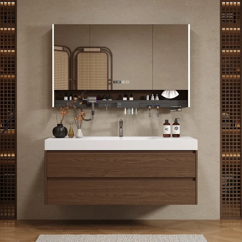 Wooden Partitions Bathroom Cabinet Luxury Modern Space Saver Drawers Paper Partitions Cupboard Storage Gabinete Hotel Furniture