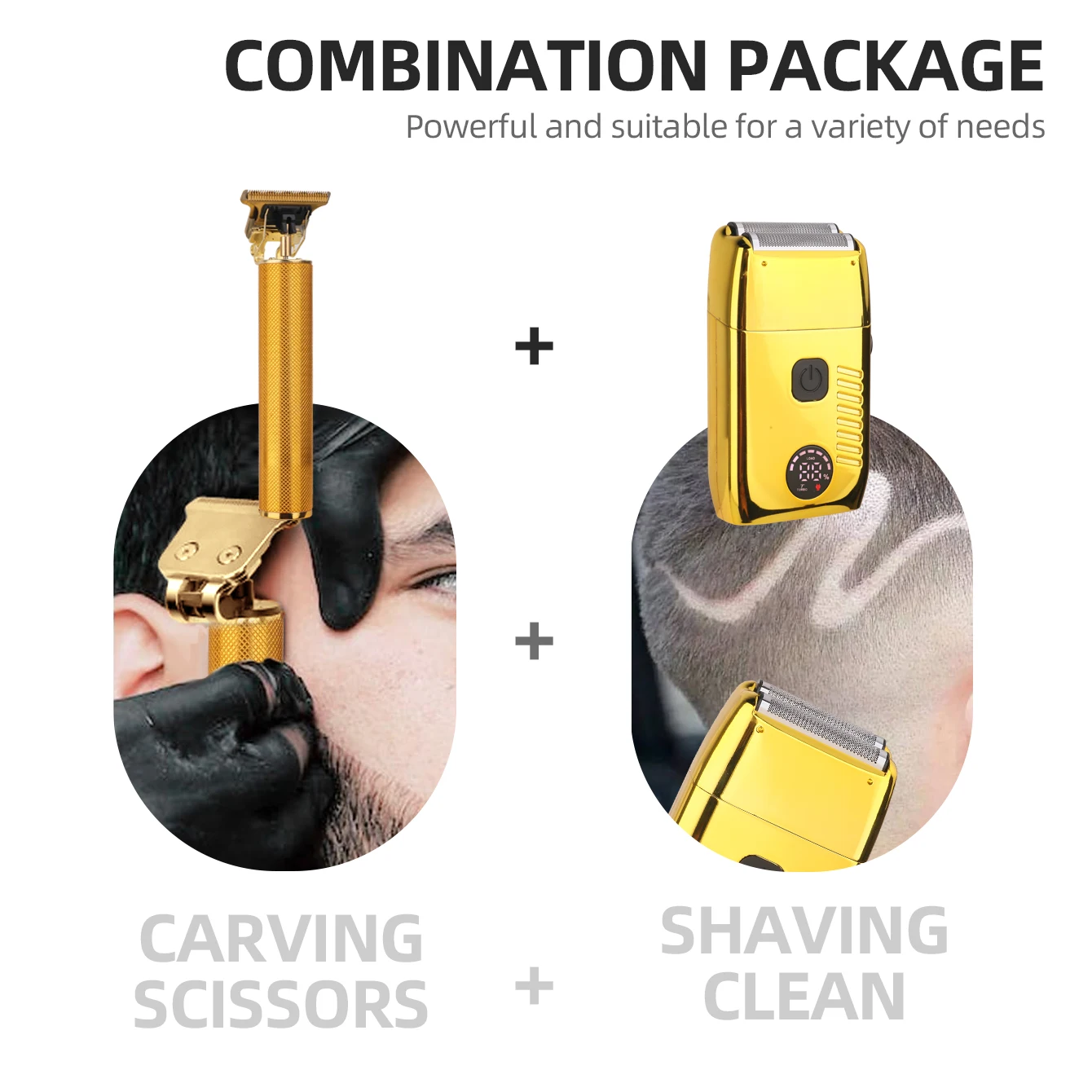 Professional Gold Hair Clipper Set Cordless Rechargeable LCD Electric Barber Machine Turbo Mode 4 Combs Precision Trimmer KiKiDO view 6
