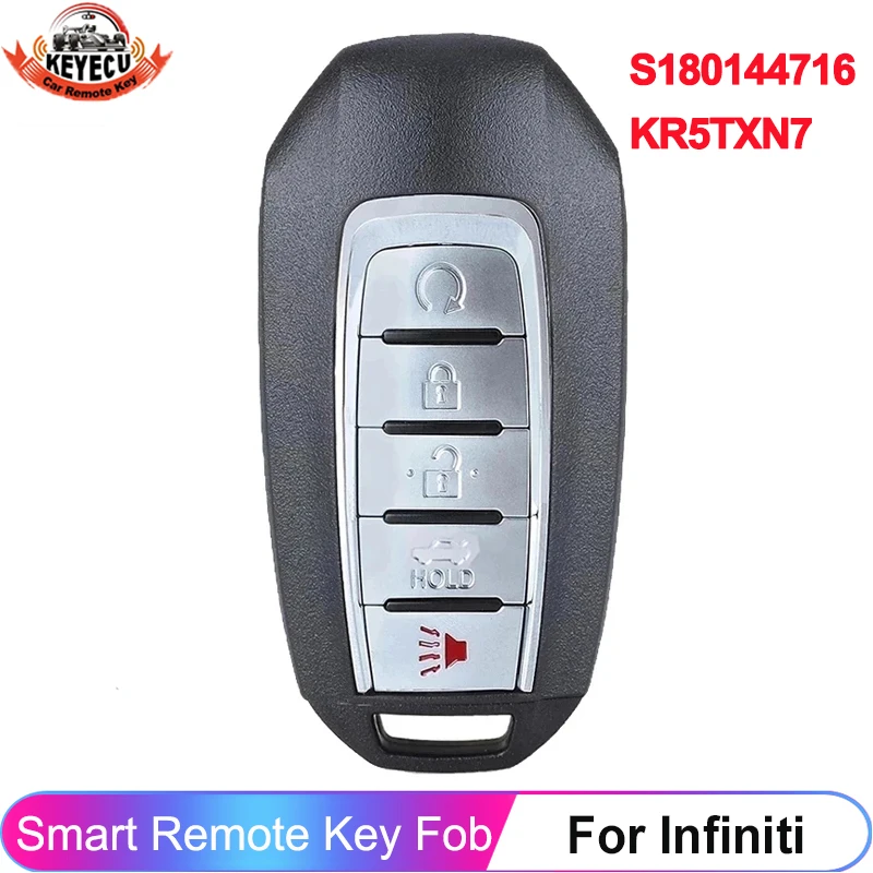 

KEYECU S180144716 S180144719 For Infiniti Q50 Q60 2019 2020 2021 2022 FCC ID: KR5TXN7 Smart Key 433.92MHz 5 Button Remote Fob