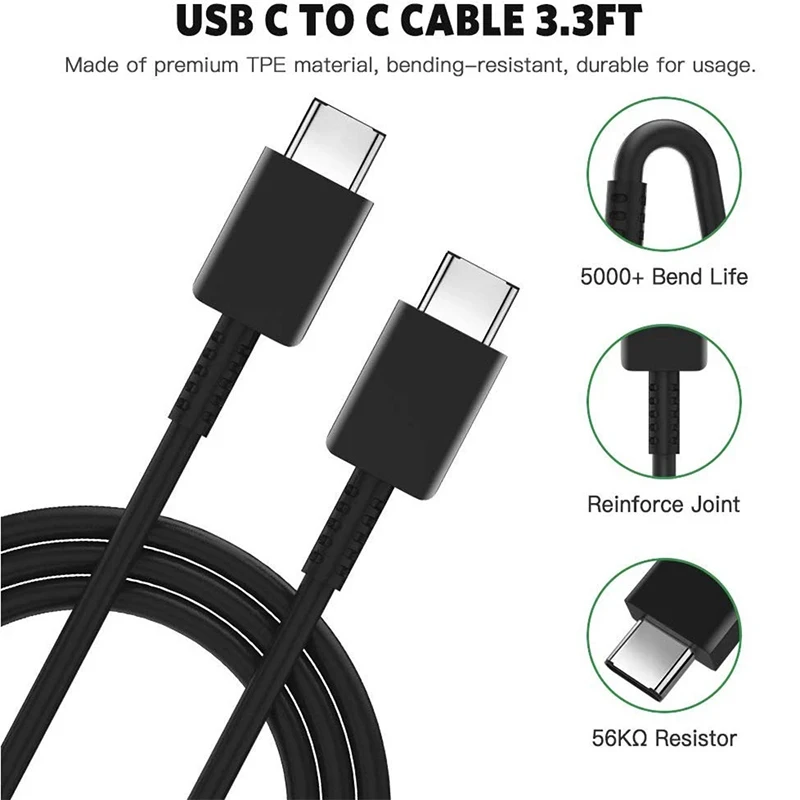 For Samsung 45W USB C에서 For Samsung Galaxy S24 S23 S22 S21 S20 + Ultra Note 20 빠른 충전 충전기 코드 용 C 형 케이블