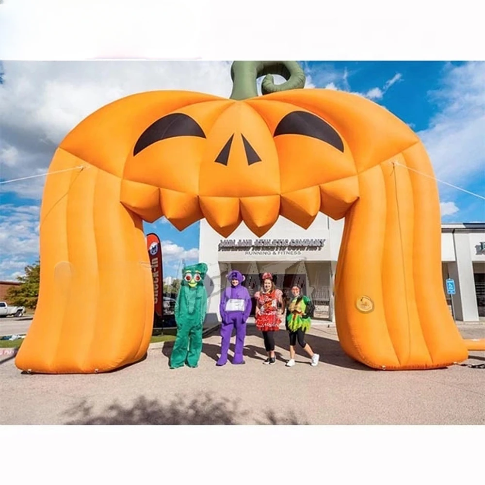 

Orange 8x5m large inflatable pumpkin archway decoration inflatable halloween welcome arch gate for sale