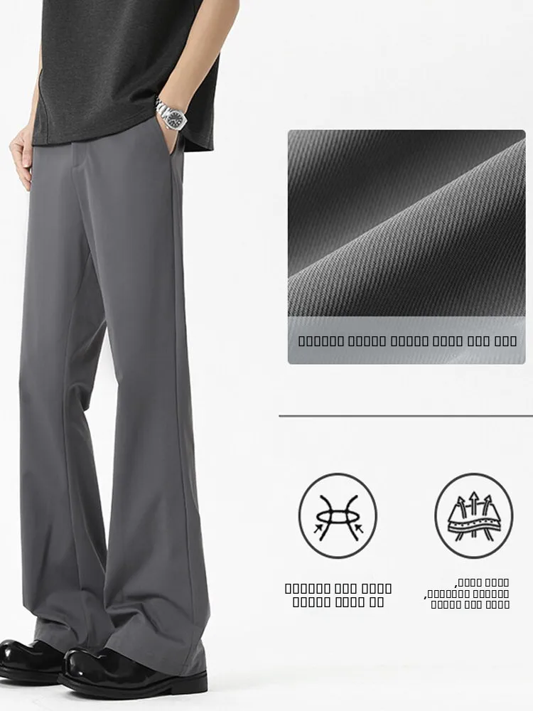 

Bla Ice Silk Cool Feeling Men's Summer Breathable Qui Dry Pants High Waist Slim Straight Leg Trousers Casual Faion