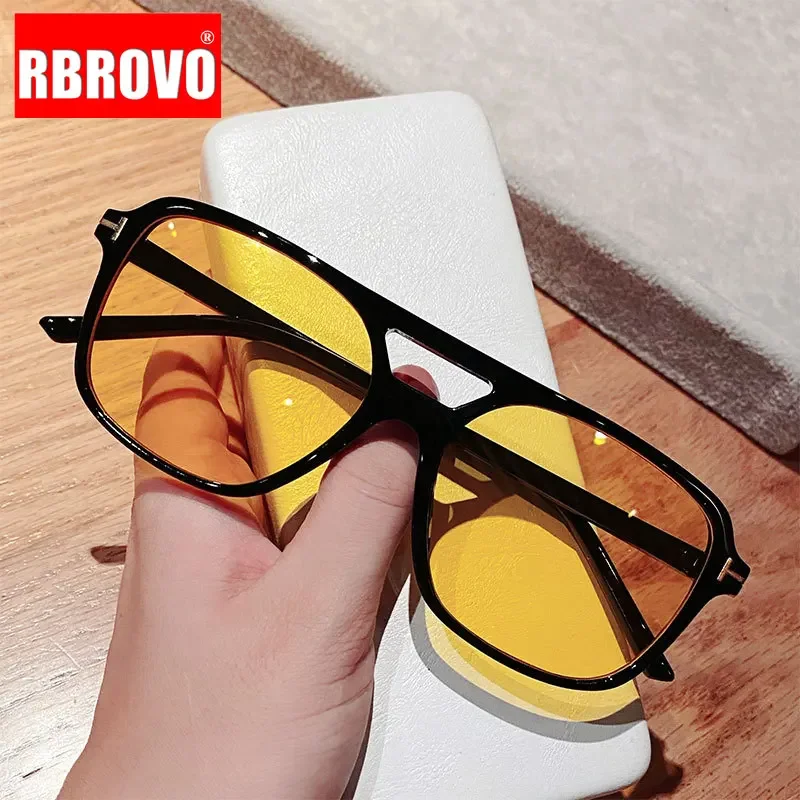 RBROVO Double Beam 2023 Sunglasses Women Oversized Retro Glasses Women/Men Candy Colors Simple Eyewear Women Gafas De Sol Mujer