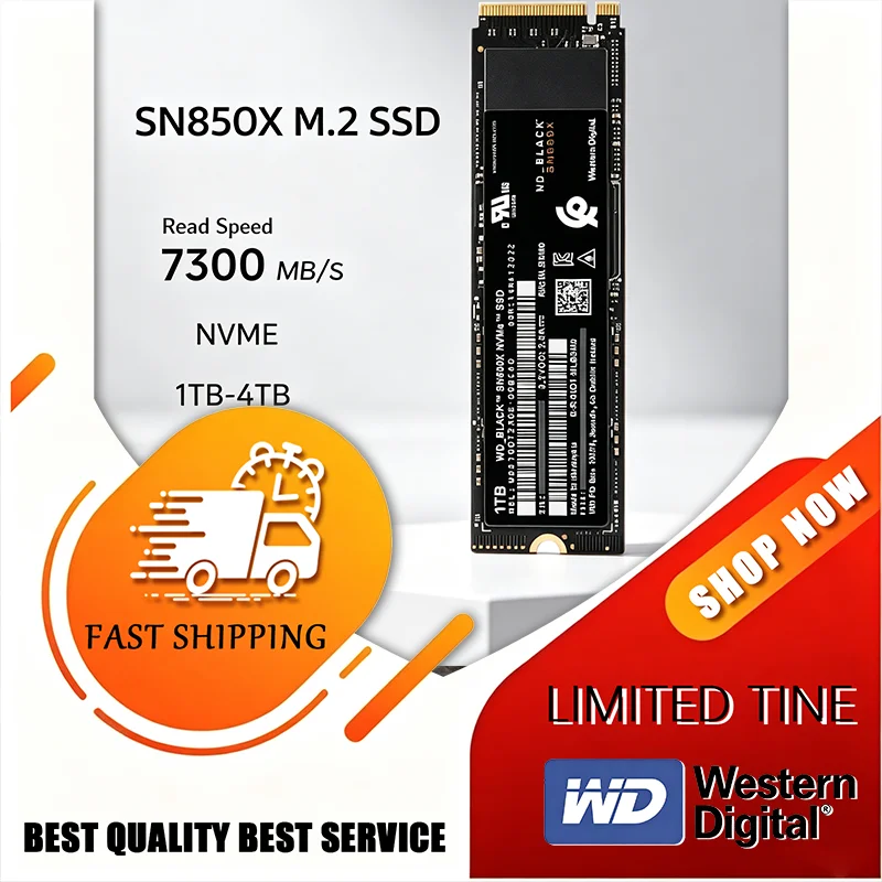 Western Digital SN850X WD_BLACK NVMe PCIe Gen 4.0x4 M.2 2280 1TB 2TB 4TB SSD Solid State Drives for Gaming Computer Laptop PS5