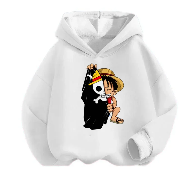 Baby Clothes Boy Tops One Piece Hoodie Luffy Outerwear 2 to 12 Year Sweatshirt for Children Girl 2024 Spring Clothing Mother