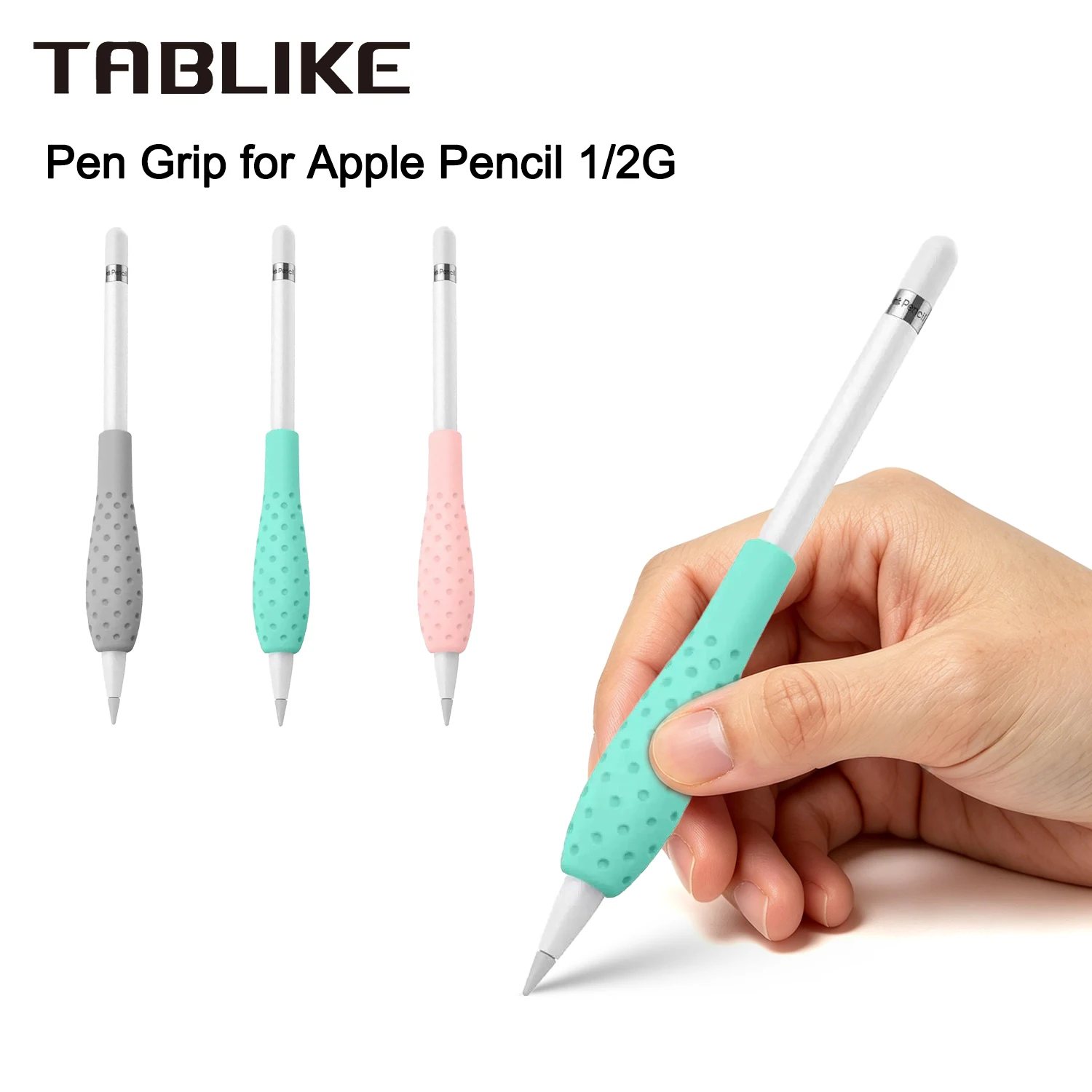 TABLIKE Silicone Pen Grip para Apple Pencil 1/2 Geração, Ergonomia Pencil Case Holder para iPad Tablet Stylus Capa protetora